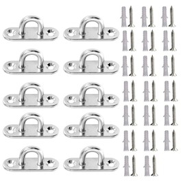 Pad Eye Rectangular Eye Plate 45mm x 15mm Stainless Steel Loop Ceiling Hook U Shape Hardware Fixing Installation 10pcs with 20 Screws