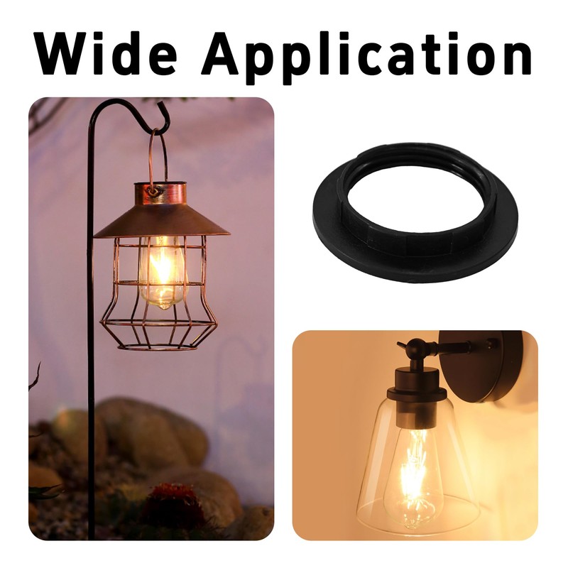 Runseaway 4Pcs E26 Lamp Shade Rings, Black Light Socket Ring