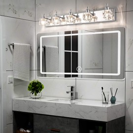 PRESDE Modern Bathroom Vanity Light Fixtures Over Mirror 5 Lights LED Chrome Finishing Bath Vanity Wall Lighting(Exclude Bulb)