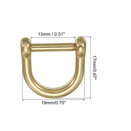 PATIKIL D-Ring Shackles, 3Pcs 1/2 Inch Inside Width Solid Pure Brass U Shape Small Shackles for DIY Leather Craft Replacement