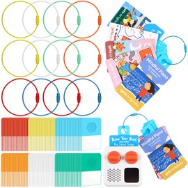 Shimeyao Card Holder Compatible with Yoto Cards Multicolor Tabs and Rings 240 Pcs Colorful Self Adhesive Tab with 12 Pcs Ring Loops Travelling Carrier for Kids and Classifying Organizing Storage
