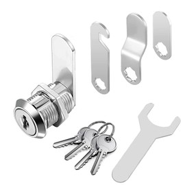 YOUTU® Letterbox lock, 4 keys, drawer cabinet lock, furniture lock, locker lock, lever lock, made of die-cast stainless steel, comes with 4 different lock plates (16 mm)