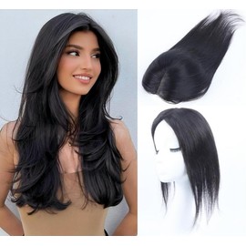 Sexycat Hair Toppers for Thinning Hair Women Human Hair Natural Black Clip in Hairpieces Human Hair Top of Head Fluffy Without Bangs