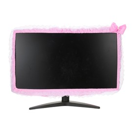 Lovely Computer Monitor Cover 23"-27" Cute Lovely Monitor Dust Cover Protector with Elastic Pen Pocket Bow-knot TV LCD Screen Decoration Cute Computer Accessories lace fabric
