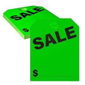 SALE Mirror Hang Tags | Car For Sale Signs for Vehicle Window | Auto Dealership Supplies | Neon Green, 8.5" x 11" (Pack of 50)