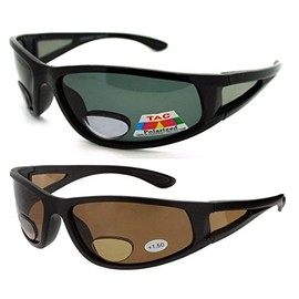 Pink Ribbon Shades 2 Pair of Polarized Bifocal Sunglasses - Outdoor Reading Sunglasses (Black/Brown, 2.5 x)