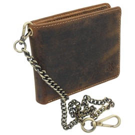 VISCONTI Leather Biker Wallet with Security Chain RFID Plus Tap and Go CHN Oil Tan