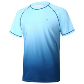 Satankud - playera hawaiana con protección solar UPF 50+ para hombre, azul, Large