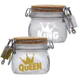 Money Box Set King/Queen Design2 Money Gift Idea Transparent S