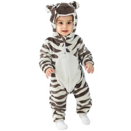 maxToonrain Baby Zebra Costume Romper Toddler Boys & Girls Role-Playing Outfit with Zipper Hooded Flannel Zebra Onesie Pajamas (12-18 Months)