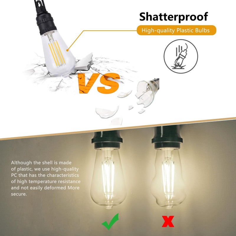 BORT ST58/ST19 Vintage Edison Bulbs, Neutral White 4000K, 6W Equivalent