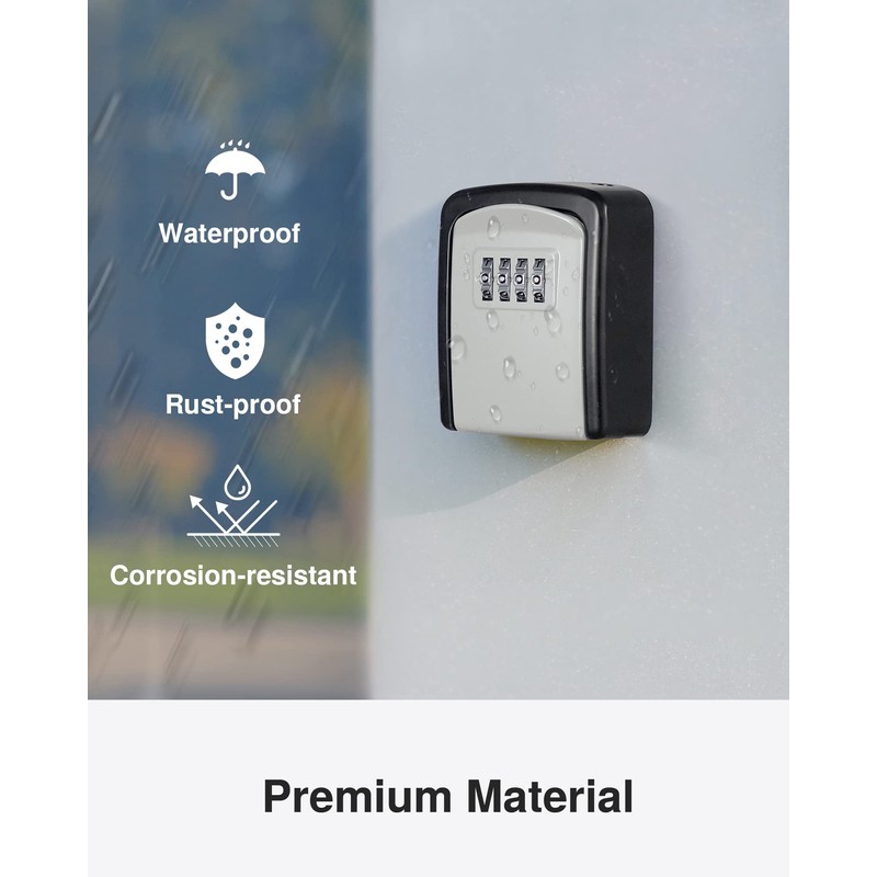 Puroma Key Lock Box, 4-Digit Combination Key Storage Lockbox, Portable