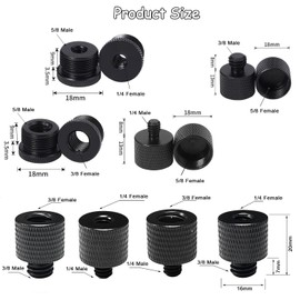 BEANPRECOY 8 Pcs Mic Stand Adapter Mic Thread Adapter, 5/8 Female to 3/8 Male and 3/8 Female to 5/8 Male, 1/4 Female to 5/8 Male and 3/8 Female to 1/4 Male, for Mic Camera Tripod Screw Thread Adapter