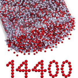 Beadsland Hotfix Rhinestones Bulk, 14400PCS Crystal Hot Fix Rhinestones for Crafts Clothes DIY Decoration, Light Siam, SS6, 1.9-2.1mm