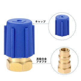 Bowarepro R134a Gas Charge Conversion Adapter A/C R12 R22 to R134A Universal Retrofit Valve Port Fast to R134a Low Side Quick Connector with Dust Cap 1/4" to 8v1 Thread with R134A Quick Coupler