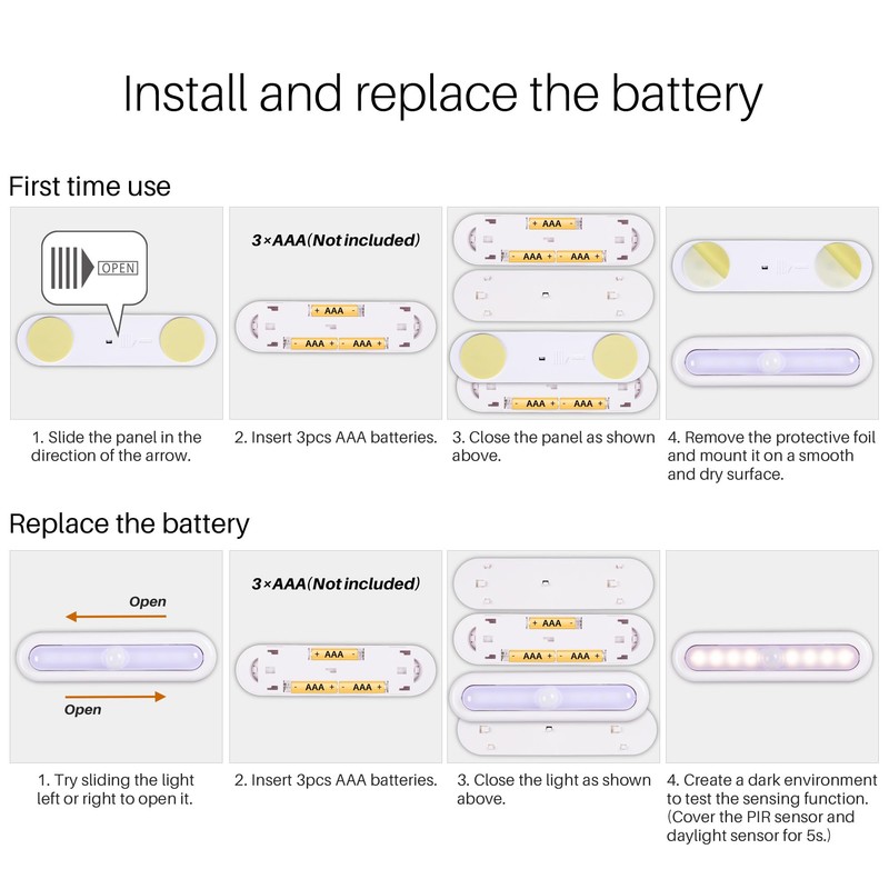 STAR-SPANGLED 3 Pack 7” Motion Sensor Lights Indoor Battery Operated,