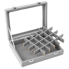 QWORK® Velvet Jewellery Box, Earring Box With Transparent Cover, With Clear Lid, For Travel And Home Storage