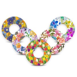 ExpressionMed - Bright Floral Pack - Adhesive Patches for Libre 2 and Lingo (Pack of 5) - Made in The USA, Waterproof, Non-Fraying, Pre-Cut CGM Sensor Tapes