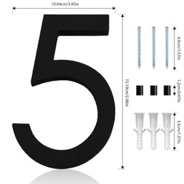 Números flotantes de casa de 6 pulgadas, número de casa de acero inoxidable para exteriores, autoadhesivo, números grandes de dirección exterior para buzón de puerta