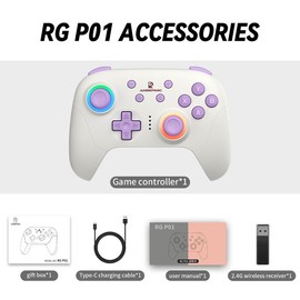 ANBERNIC RG P01 Gamepad Wireless Gaming Controller Hall Trigger Joystick Macro Key RGB Breathing Light For Switch PC Android IOS - Color: White