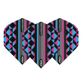 RED DRAGON Hardcore Radical Pink, Blue & Black Geometric Dart Flights - 4 Sets Per Pack (12 Dart Flights in total)