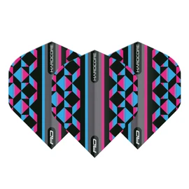 RED DRAGON Hardcore Radical Pink, Blue & Black Geometric Dart Flights - 4 Sets Per Pack (12 Dart Flights in total)