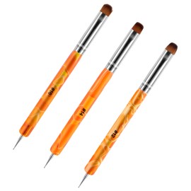 French Manicure Brush, 4 Pcs #12#14#16 Gel Acrylic French Manicure Brush Set with Dotting Tool, Professional for Nail Art Detailed Design Salon Use