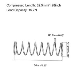 MACHSWON Compression Spring for Tools and Equipment Hand Tools Automotive Furnitures Replacement Parts Compressed Spring 1.2mm Wire Dia, 15mm OD, 50mm Free Length, 15.7N Load Capacity 10pcs