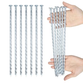 BTSULYOO 12-inch Artificial Turf Stakes Solid Galvanized Metal Spiral Landscape Edging Spikes for Outdoor, Heavy-Duty Rust Resistant Security Anchoring Spikes (16)