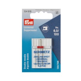 Prym Schmetz Double Sewing Machine Needle Universal 130/705 100/6.0 mm Silver Colour No