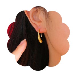 Vacaonio Vintage Pull Through Hoop Earrings Teardrop Threader Earrings Gold Small Teardrop Earrings Tiny Raindrop Earrings Water Droplet Earrings Jewelry for Women