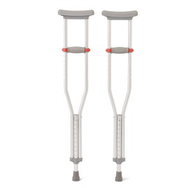Medline Lightweight Aluminum Red Dot Guardian Crutches, for Patients 4’6”–5’2” Tall, Walking Aid for Kids, Adults & Seniors, 300 lbs. Weight Capacity