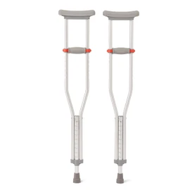 Medline Lightweight Aluminum Red Dot Guardian Crutches, for Patients 4’6”–5’2” Tall, Walking Aid for Kids, Adults & Seniors, 300 lbs. Weight Capacity