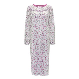 i-Smalls Women's Thermal Nightdress 100% Brushed Cotton Button Front Long Length Nightie L to 3XL (XXL) Pink