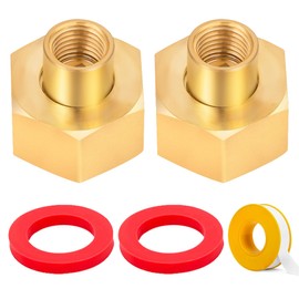 Aottykro Brass Hex Swivel 1/4" NPT to 3/4" Female GHT Garden Hose Thread Connector Adapter,Garden Hose Pipe Fitting For Water/AIR/Fuel/Oil/Gas WOG(2PCS)