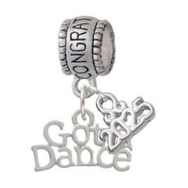 Delight Jewelry Silvertone Gotta Dance - Silver-tone Congratulations Charm Bead Dangle with Mini 2025