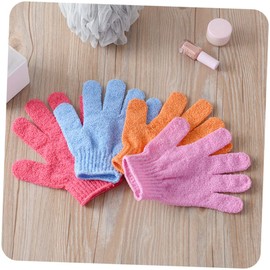 Beavorty Exfoliating Shower Gloves Candy Color Body Scrubber for Gentle Skin Care Seamless Design for Use Body Wash and Sea Salts Fits