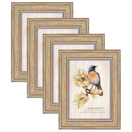 AAQ 4 Pack Picture Frame,Vintage Rustic 5x7 Picture Frame with HD Plastic Cover,Distressed Wood Grain frames for Artwork and Room Decor