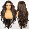 KOME Brown Highlight Synthetic Lace Front Wig,13×6 Body Wave HD
