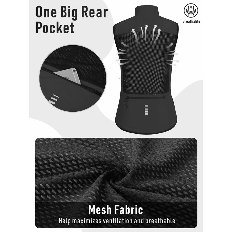 Chaleco de Ciclismo para Mujer, Ligero y Resistente al Viento,
