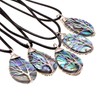 Natural Abalone Shell Wrapped Wire Tree of Life Pendant Necklace