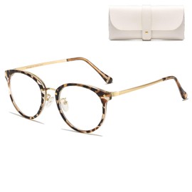 Cleoxyge Blue Light Filter Glasses Without Prescription for Men and Women, Metal Frame, Anti Blue Light, UV400 Protection, PC Gaming with Glasses Cases and Glasses Cleaning Cloth, Fake Glasses,