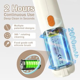 Electric Bottle Brush Cleaner, Rechargeable Electric Baby Bottle Brush Cleaner with 2 Speeds, Silicone Bottle & Straw Brush, Waterproof Portable Baby 