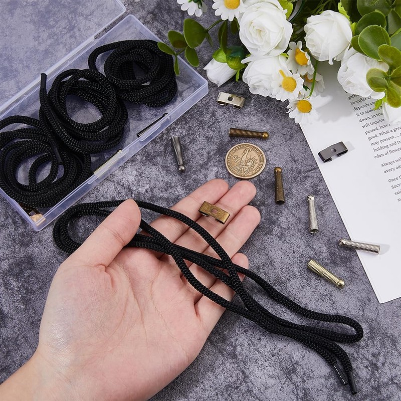 SUPERFINDINGS 12-Piece Bolo Ties Making Set Including 4 Strands Round