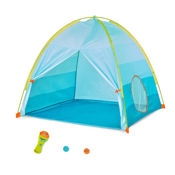 B. toys- Project 'n' Play Tent- Sports & Outdoor/Indoor Play Tent & Flashlight Projector – Kids' Tent & Accessories – Indoor & Outdoor Play Tent – Projector Flashlight with 2 Image Reels – 3 Years +