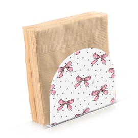 YETTASBIN Bow Pink Napkin Holder for Table, Acrylic Upright Non Slip Tabletop Freestanding Tissue Paper Dispenser for Kitchen Restaurant Home Hotel Decor