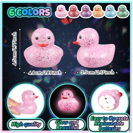 Deekin 24 Pcs LED Light up Rubber Duck Keychain Cute Mini Duck Keychains Bulk Party Favors 3D Glow in The Dark Key Chains Small Ducky Pendant Accessories for Birthday Party Gifts (Fresh)