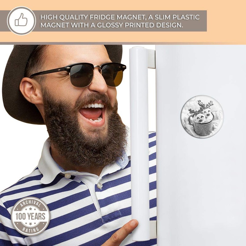 Destination Vinyl ltd Magnet for Refrigerator, Fridge BW - Cute