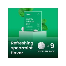 Neuro Energy Caffeine Nootropics for Energy & Focus - Sugar-Free with L-theanine, Caffeine, Vitamin B12 & Vitamin B6 - Spearmint Flavor