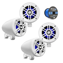Pyle 2 Pair of Pyle 4" 150 Watt 2-Way Marine Off-Road Audio White Speakers w/Wire